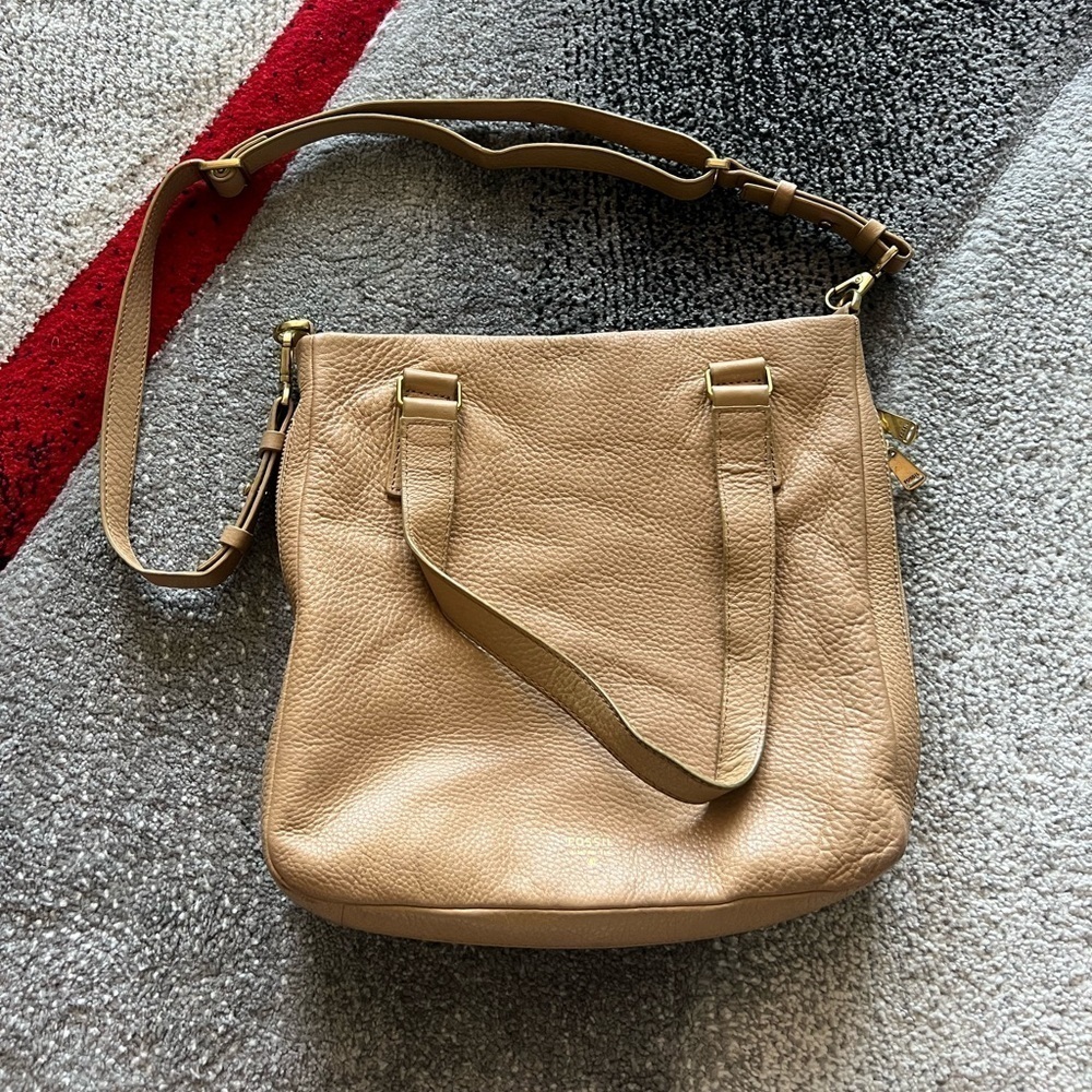 Fossil Soft Leather Tan Crossbody Tote